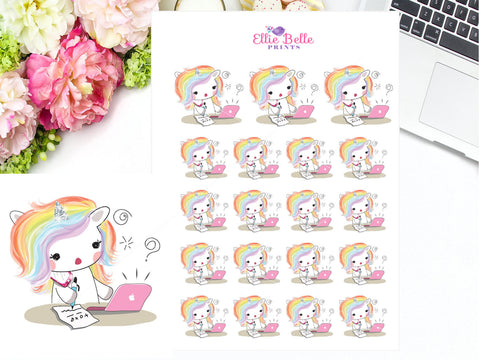 Computer Rainbow Unicorn Stickers - Rainbow Unicorn Collection