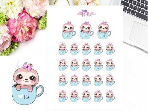 Tea Cup Stickers - Sloth 1 Collection