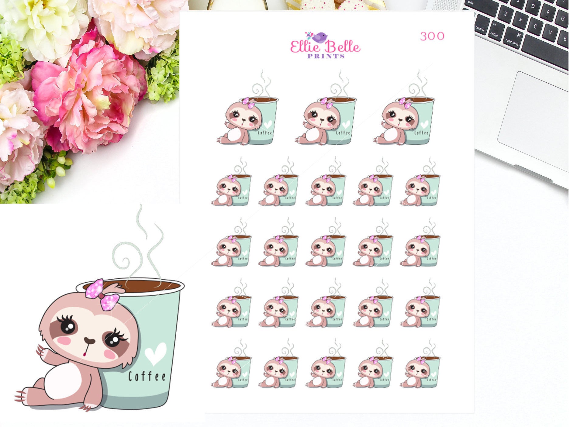 Coffee Sloth Stickers - Sloth Collection 1