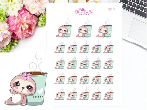 Coffee Sloth Stickers - Sloth Collection 1