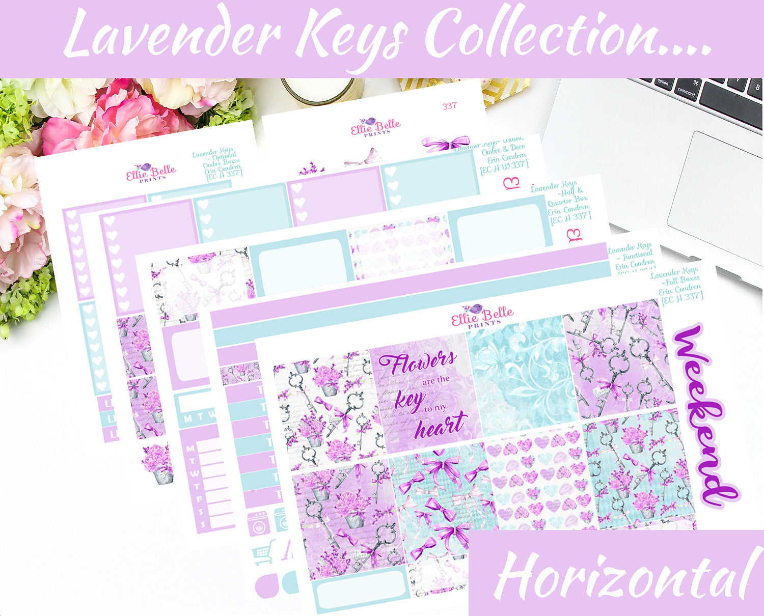 LAVENDER KEYS COLLECTION - Horizontal Weekly Planner Kit [337]