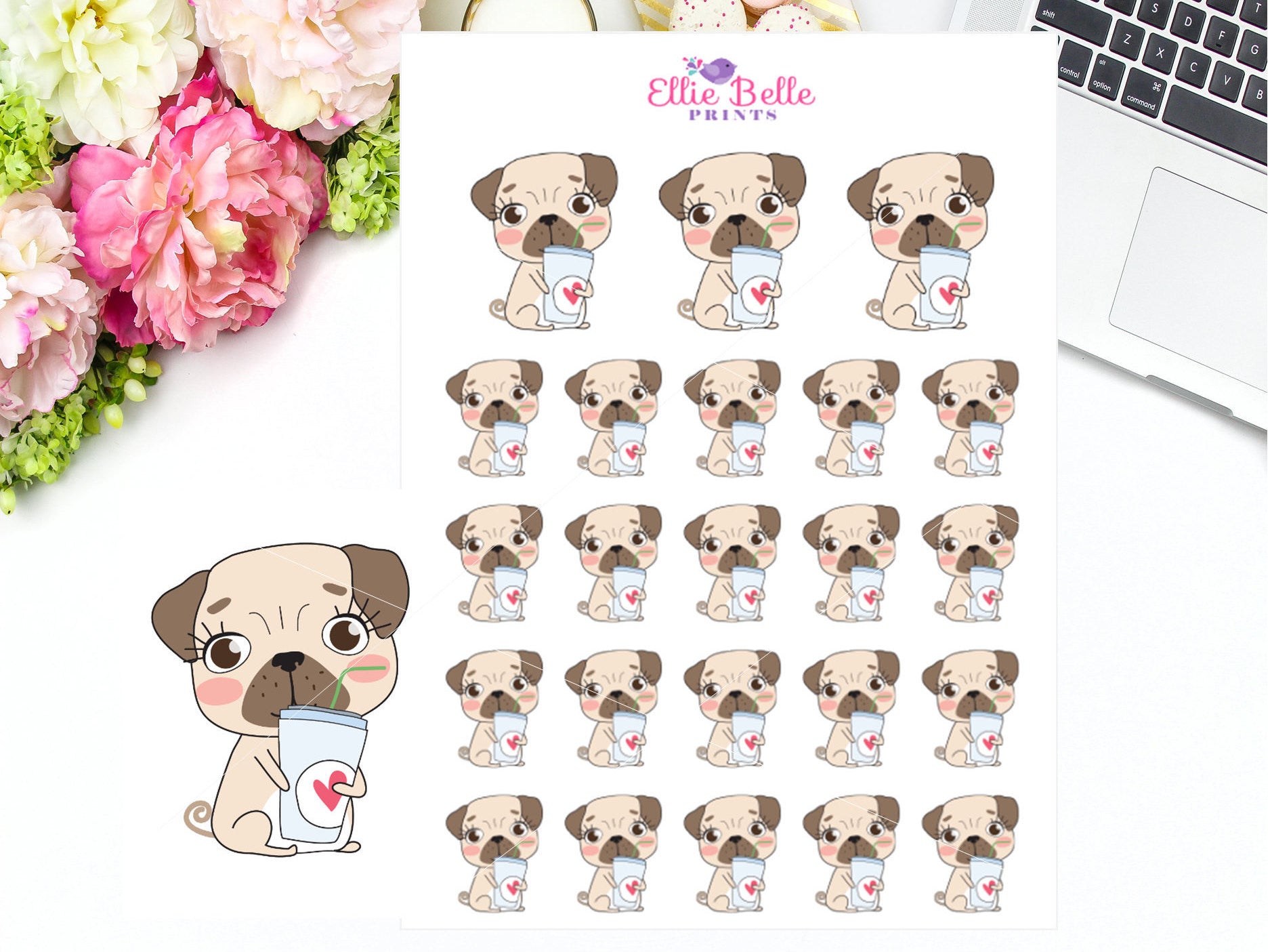 Drinking Sticker - Pug Collection