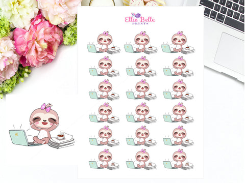 Computer Sloth Stickers - Sloth Collection 1