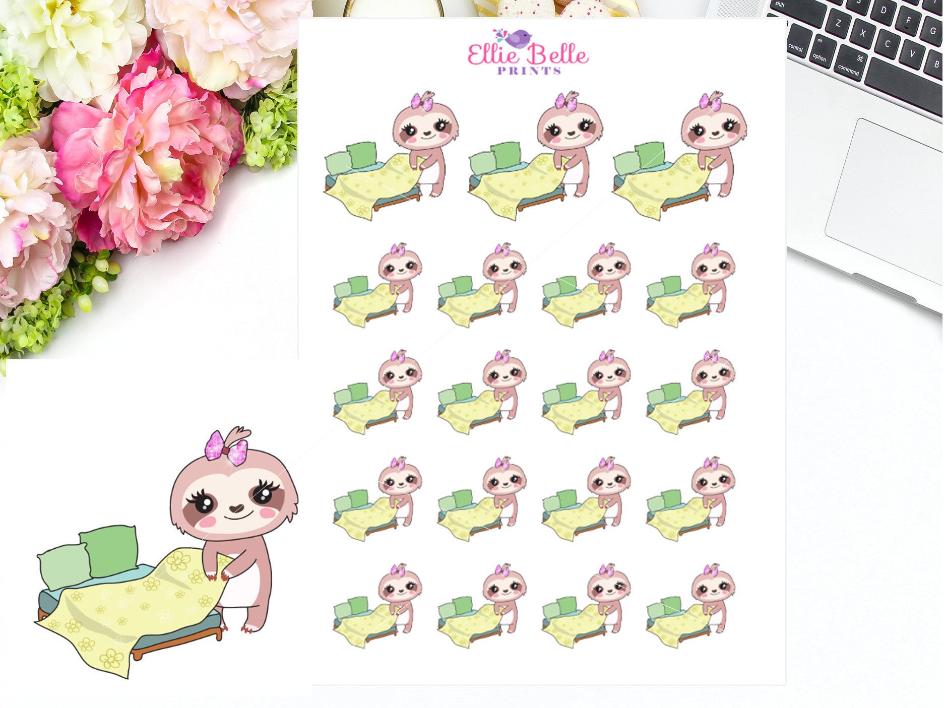 Bed Making Stickers - Sloth Collection 2